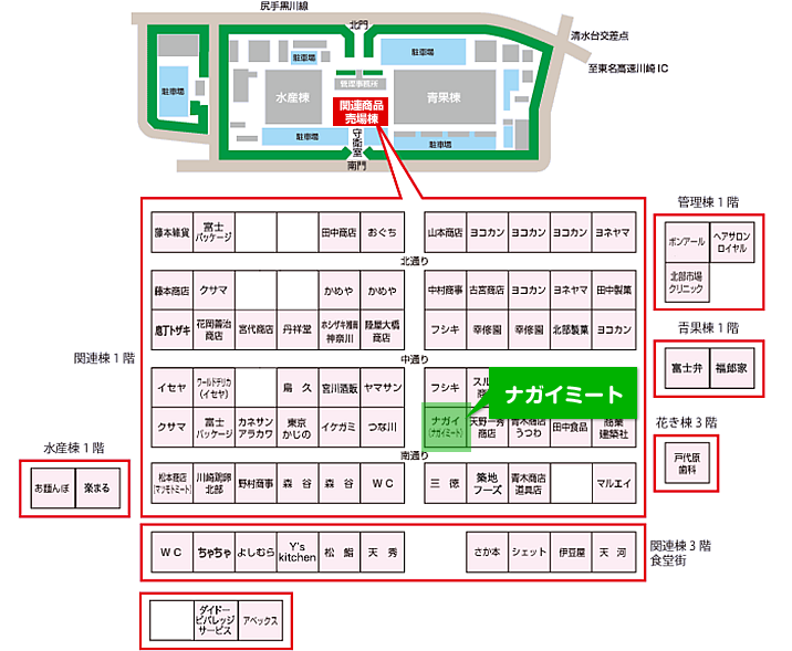 ナガイミート（場内案内図）